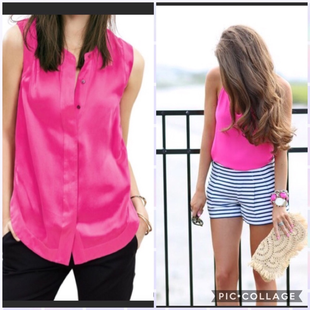 Banana Republic Pink 100% Silk Sleeveless Top